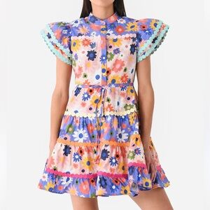 CeliaB celia b Kauai Dress multi Mini Ruffle Tiered Floral flared silhouette